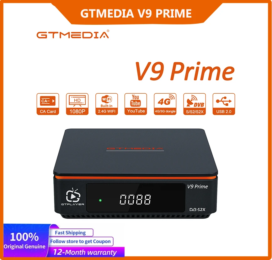 

GTMEDIA V9 Prime Satellite TV Receiver DVB S2/S2X HD 1080P TV Signal Receiver CA Card Decoder upgraded version of V9 Super V8X