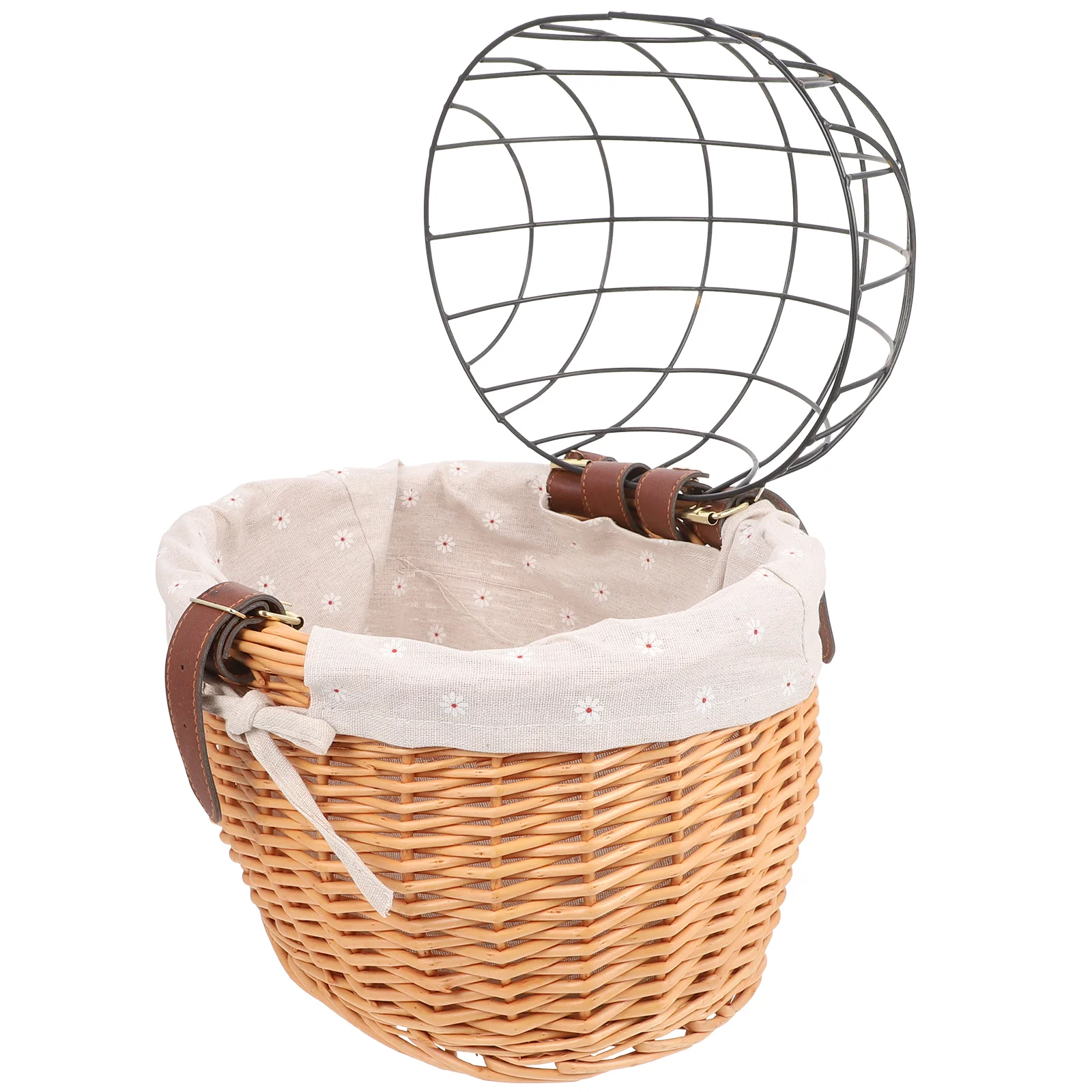 

Baskets Bike Carrier with Lining and Removable Metal Cover Front Carrier Bag Handlebar Basket for Cat