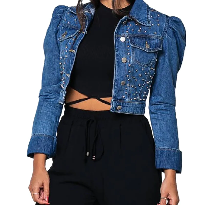 FUAMOS New Washed Vintage Bubble-sleeved Short Beaded Jacket Women's Loose European American Rivet Top Casual Biker Style Coats
FUAMOS New Washed Vintage Bubble-sleeved Short Beaded Jacket Women's Loose European American Rivet Top Casual Biker Style Coats