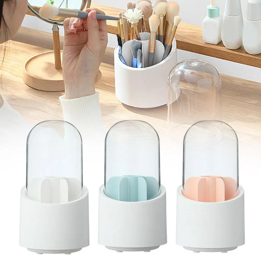 

360 Degree Rotating Makeup Brush Storage Box Desktop Brushes Cosmetic Brush Pencil Shadow Eyebrow Eye Organizer Lipstick Ho Q9E5