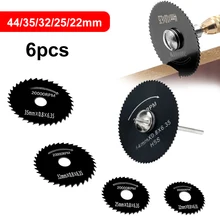 

22-44mm 6Pcs Mini HSS Circular Saw Blade Rotary Tool For Dremel Metal Cutter Power Tool Wood Cutting Discs Drill Mandrel Cutoff