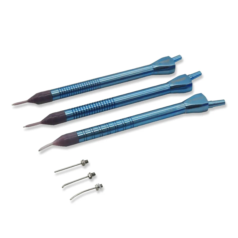 Microscopic Instruments Premium Titanium Alloy Superemulsion Injection Suction Handle With Blue Sleeve Straight Elbow 45ᄚ 
Microscopic Instruments Premium Titanium Alloy Superemulsion Injection Suction Handle With Blue Sleeve Straight Elbow 45ᄚ