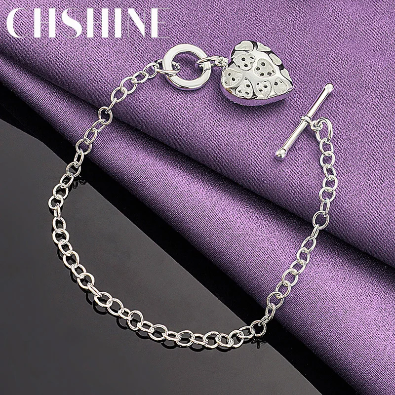 

CHSHINE 925 Sterling Silver Heart Crystal Charm Bracelet For Women Wedding Engagement Party Fashion High Quality Jewelry Gifts