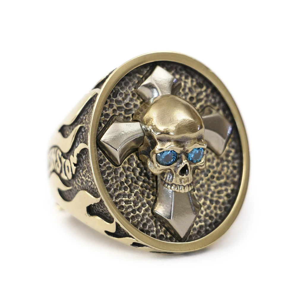 Cupronickel Cross Blue CZ Eyes Brass Fire Skull LINSION Punk Ring BR445 US Size 8~15
Cupronickel Cross Blue CZ Eyes Brass Fire Skull LINSION Punk Ring BR445 US Size 8~15