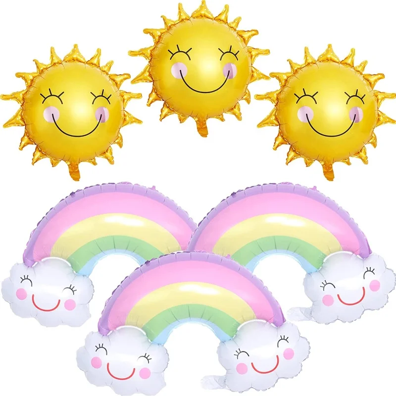 

Sun Rainbow Sunshine Balloons Smiley Face Foil Balloons for 1st Birthday Baby Shower Wedding Party Decoration Supplies