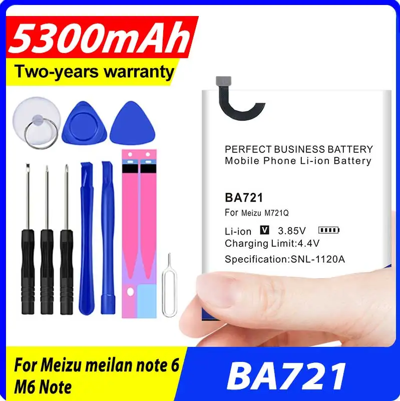 

100% Original New 5300mAh BA721 Replacement Battery for Meizu meilan note 6 M6 Note M721Q M721H M721L in Stock