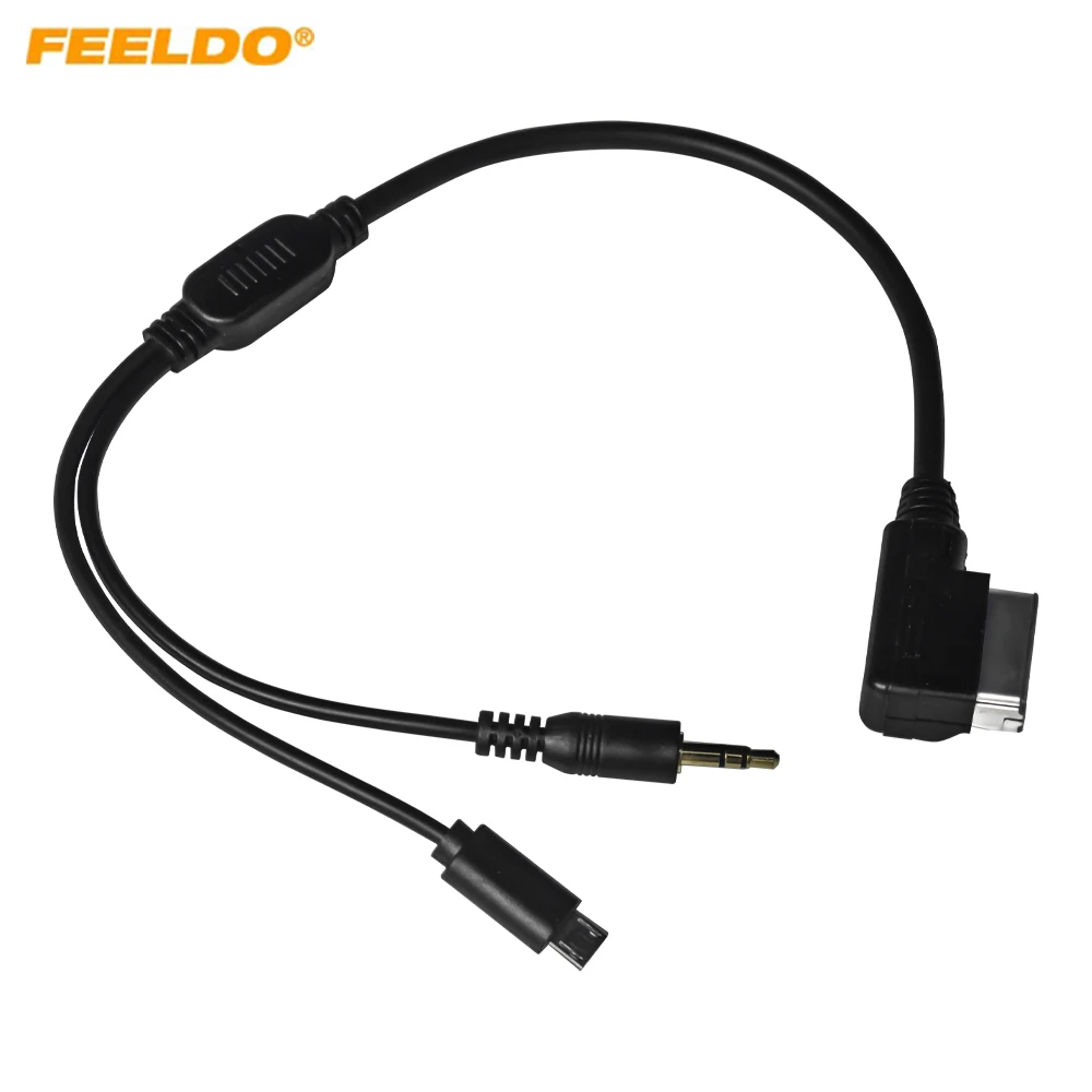 

FEELDO 1PC Car Audio Music AMI/MDI/MMI Interface To 3.5mm Male Micro USB AUX Cable For Audi Volkswagen Wire Adapter #MX1491