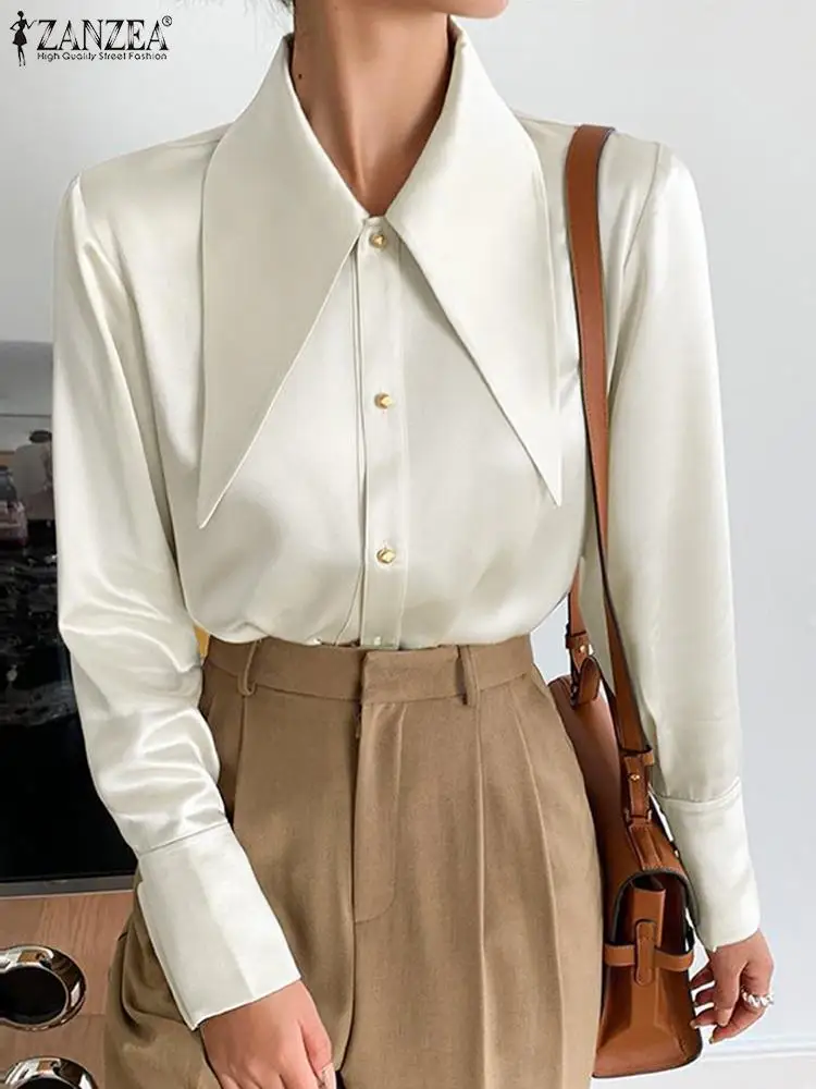 Модные топы ZANZEA 2023 на пуговицах, элегантные женские однотонные рубашки, уличная одежда, шикарные атласные шелковые блузки с длинным рукавом, туника OL
Модные топы ZANZEA 2023 на пуговицах, элегантные женские однотонные рубашки, уличная одежда, шикарные атласные шелковые блузки с длинным рукавом, туника OL