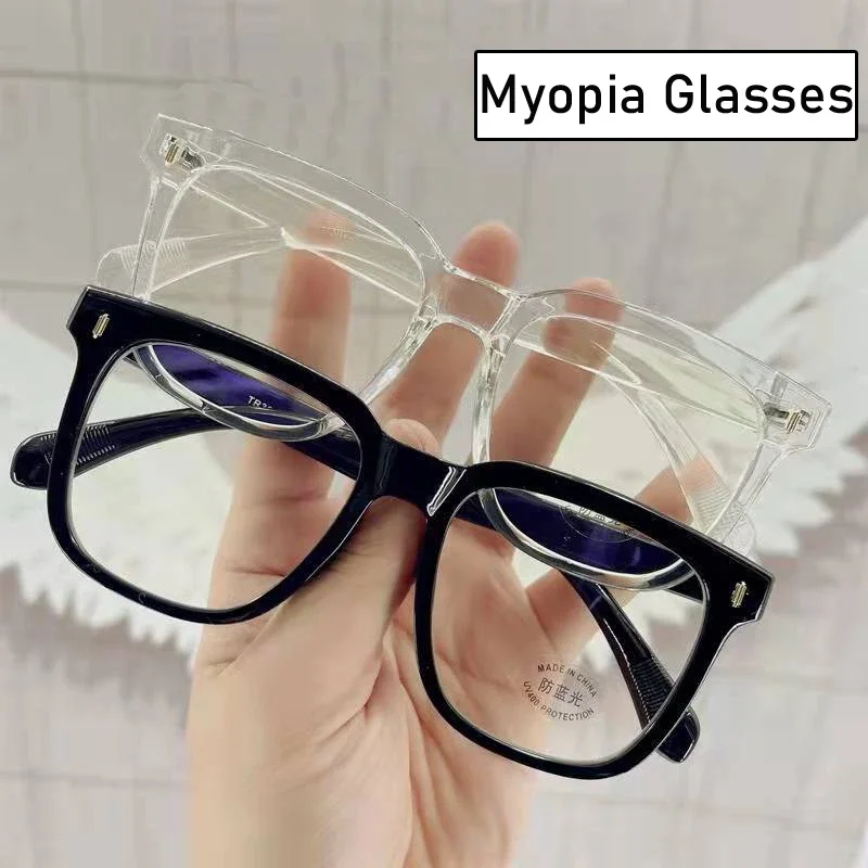 

Oversized Frame Women Men Myopia Glasses Fashion Trend Near Sight Eyeglasses Diopter To -4.0 Anti Blue Light Short Sight Eyewear