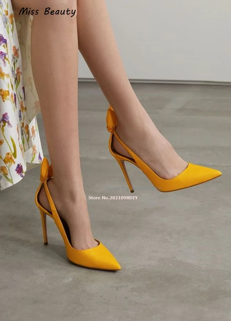 

Cute Velvet Back Bow Tie Knot Pointy Toe Cut Out Pumps Women Stiletto Thin Heeled Bowtie High Heel Party Dress Shoes