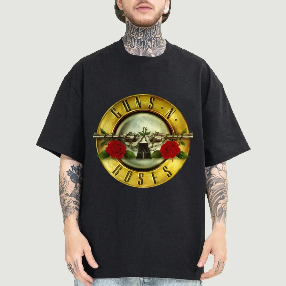 

Guns N Roses Bullet Logo Graphics Print T Shirt Summer Cotton Short Sleeve T-shirts Men Women Oversized T-shirt Top Streetwear