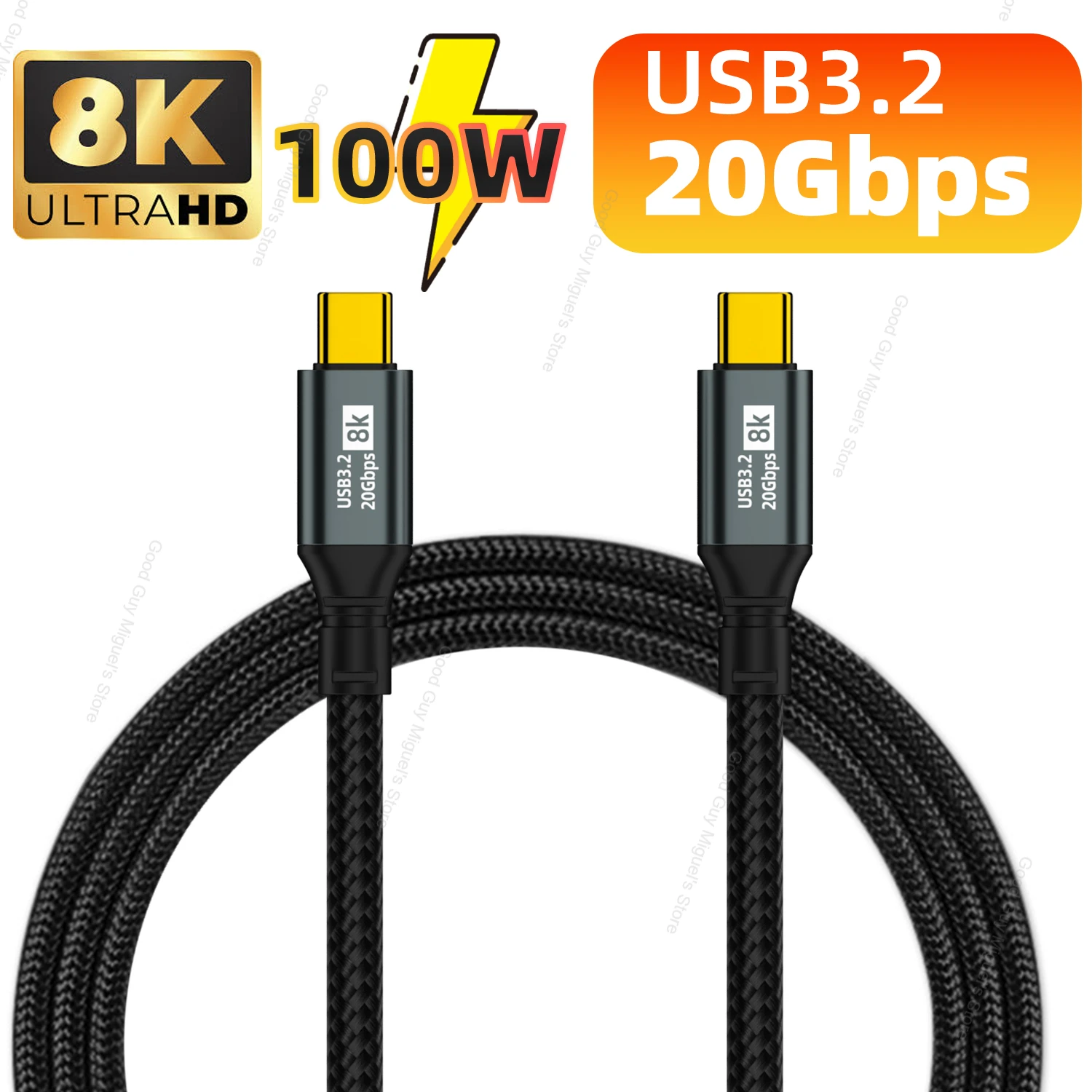 

USB3.2 Gen2 Cable 8K USB Type C 20Gbps Cord to 8K 5A PD100W Cable QC4.0 Charging Cord For WD Black SuperSpeed USB 20Gbps Cable