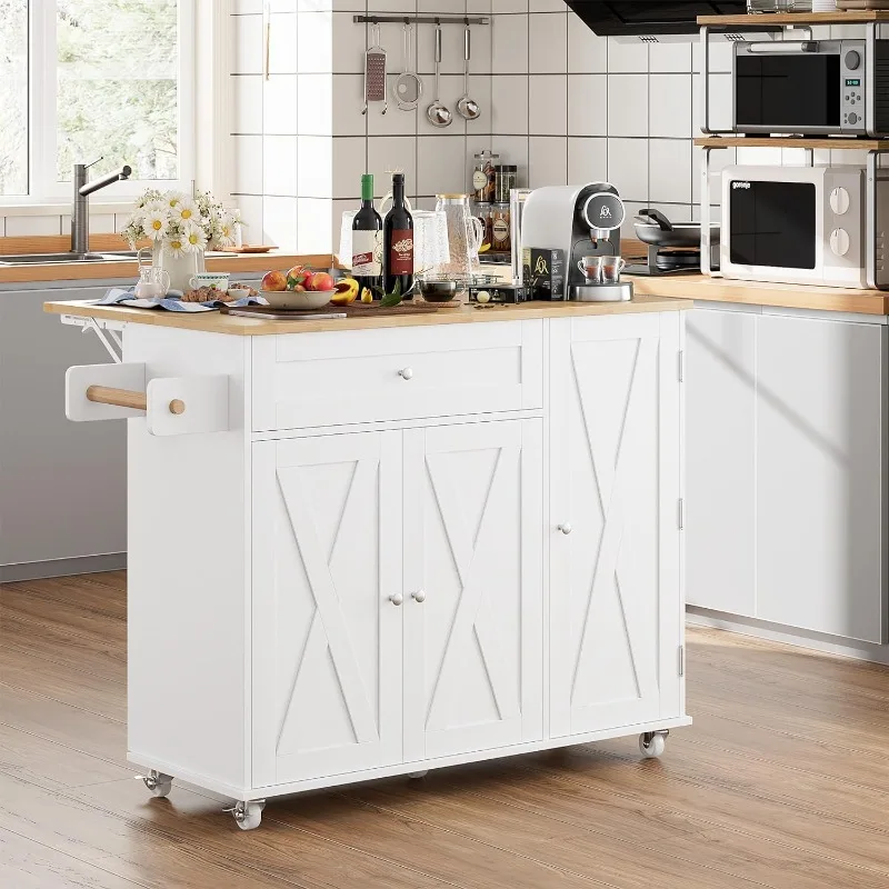 Kitchen Island with Storage, Island Table on Wheels with Drop Leaf, Spice Rack, Drawer, Towel Rack, Rolling Kitchen Island Cart
Kitchen Island with Storage, Island Table on Wheels with Drop Leaf, Spice Rack, Drawer, Towel Rack, Rolling Kitchen Island Cart