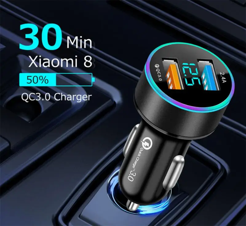 4.8A Car Cigarette Lighter Dual USB Phone Charger 12V-24V LED Display QC3.0 Fast Charging Aluminum Alloy Smartphone Auto Charger
4.8A Car Cigarette Lighter Dual USB Phone Charger 12V-24V LED Display QC3.0 Fast Charging Aluminum Alloy Smartphone Auto Charger