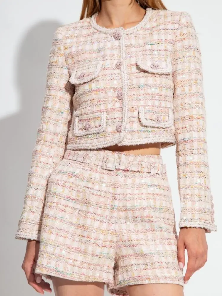 Женский твидовый костюм в клетку, элегантный клетчатый однобортный пиджак с высокой талией и круглым вырезом и длинным рукавом, весна 2024
Женский твидовый костюм в клетку, элегантный клетчатый однобортный пиджак с высокой талией и круглым вырезом и длинным рукавом, весна 2024