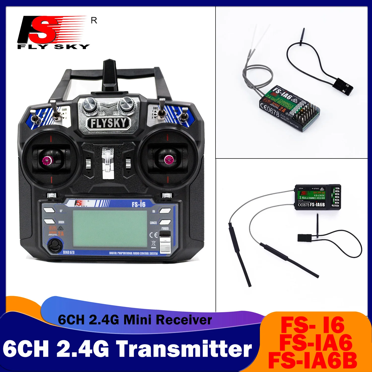 FLYSKY FS- I6 6CH 2.4G RC Transmitter Controller FS-iA6 or FS-iA6B 6-channel Mini Receiver for Model Helicopter Plane Quadcopter
FLYSKY FS- I6 6CH 2.4G RC Transmitter Controller FS-iA6 or FS-iA6B 6-channel Mini Receiver for Model Helicopter Plane Quadcopter