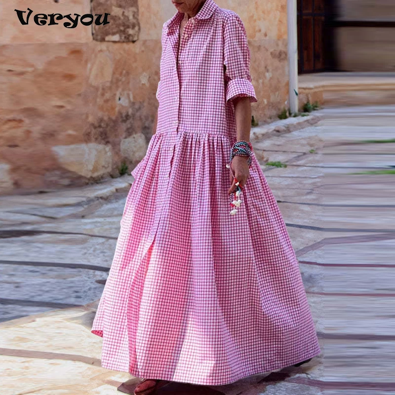 2023 Casual Autumn Women Dress Elegant Long Sleeve Swing Party Dress Fashion Plaid Single Breasted Turn-down Collar Shirt Dress
2023 Casual Autumn Women Dress Elegant Long Sleeve Swing Party Dress Fashion Plaid Single Breasted Turn-down Collar Shirt Dress