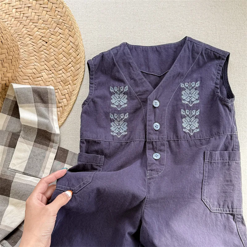 2025 Spring New Girls Overalls Loose Kids Jumpsuit Flower Embroidery Baby Bib Pants Children Casual Pants Infant Clothes 29 S409bc70742a84f4aa593ea8ba341dc59b