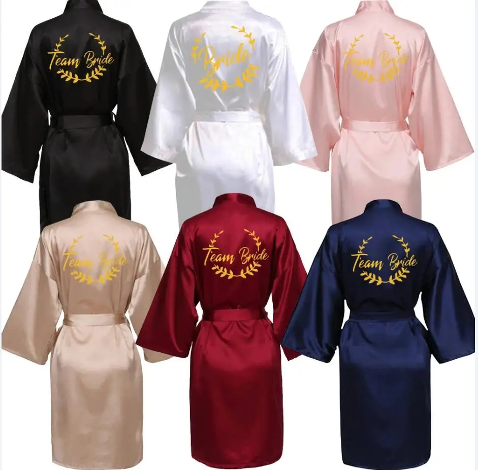 Wedding Party Team Bride Robe With Black Letters Kimono Satin Pajamas Bridesmaid Bathrobe SP008
Wedding Party Team Bride Robe With Black Letters Kimono Satin Pajamas Bridesmaid Bathrobe SP008