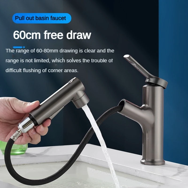 

Modern Simple Pull Out Basin Faucet Hot Cold Water Bathroom Faucets Multifunctional Stream Sprayer Washbasin Sink Mixer Tap