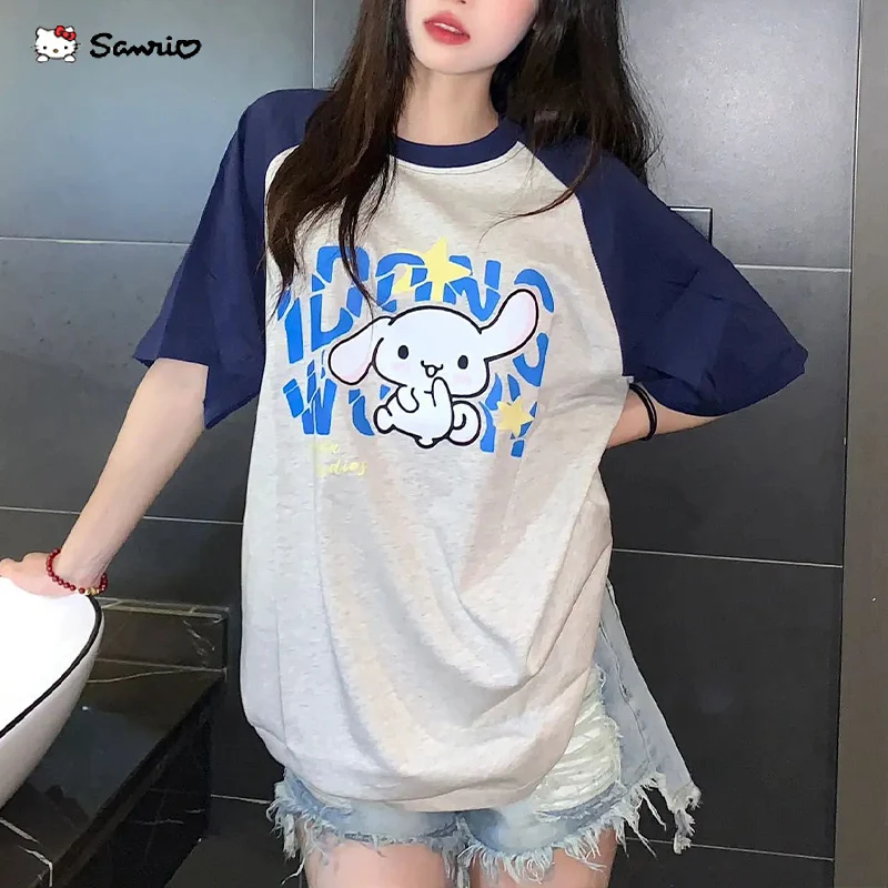 Корейская 100% Хлопковая женская футболка, модный Sanrio 2023, летний короткий Свободный Повседневный Дамский топ с рисунком коричного цвета для сна
Корейская 100% Хлопковая женская футболка, модный Sanrio 2023, летний короткий Свободный Повседневный Дамский топ с рисунком коричного цвета для сна