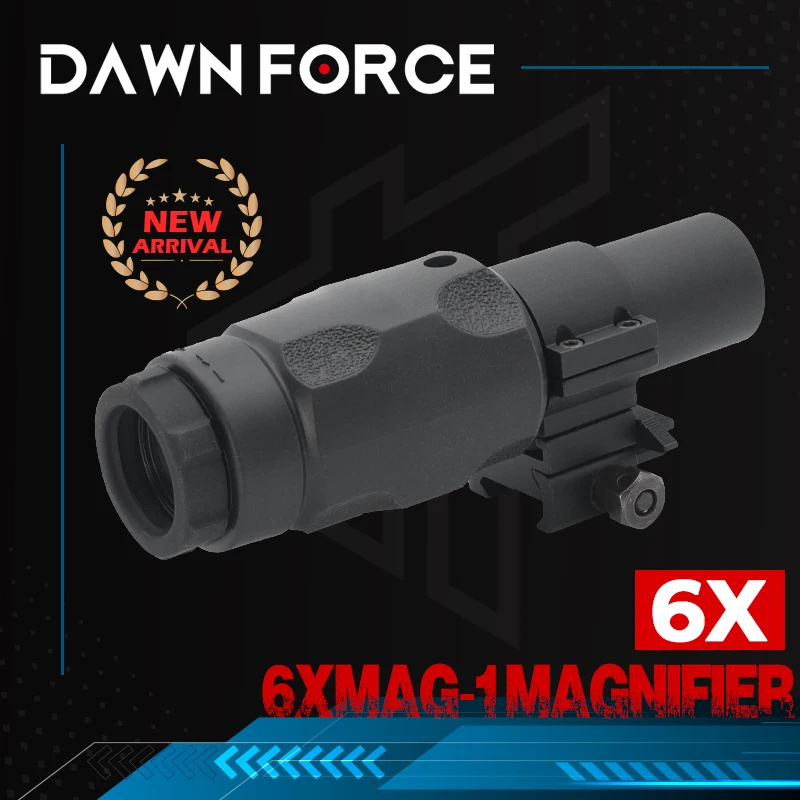 

DAWN FORCE 6XMAG-1 6X MAGNIFIER WITH OPTICS MOUNT Airsoft Full Logo Marking for Hunting 1.57" 2.26" Height Of Center