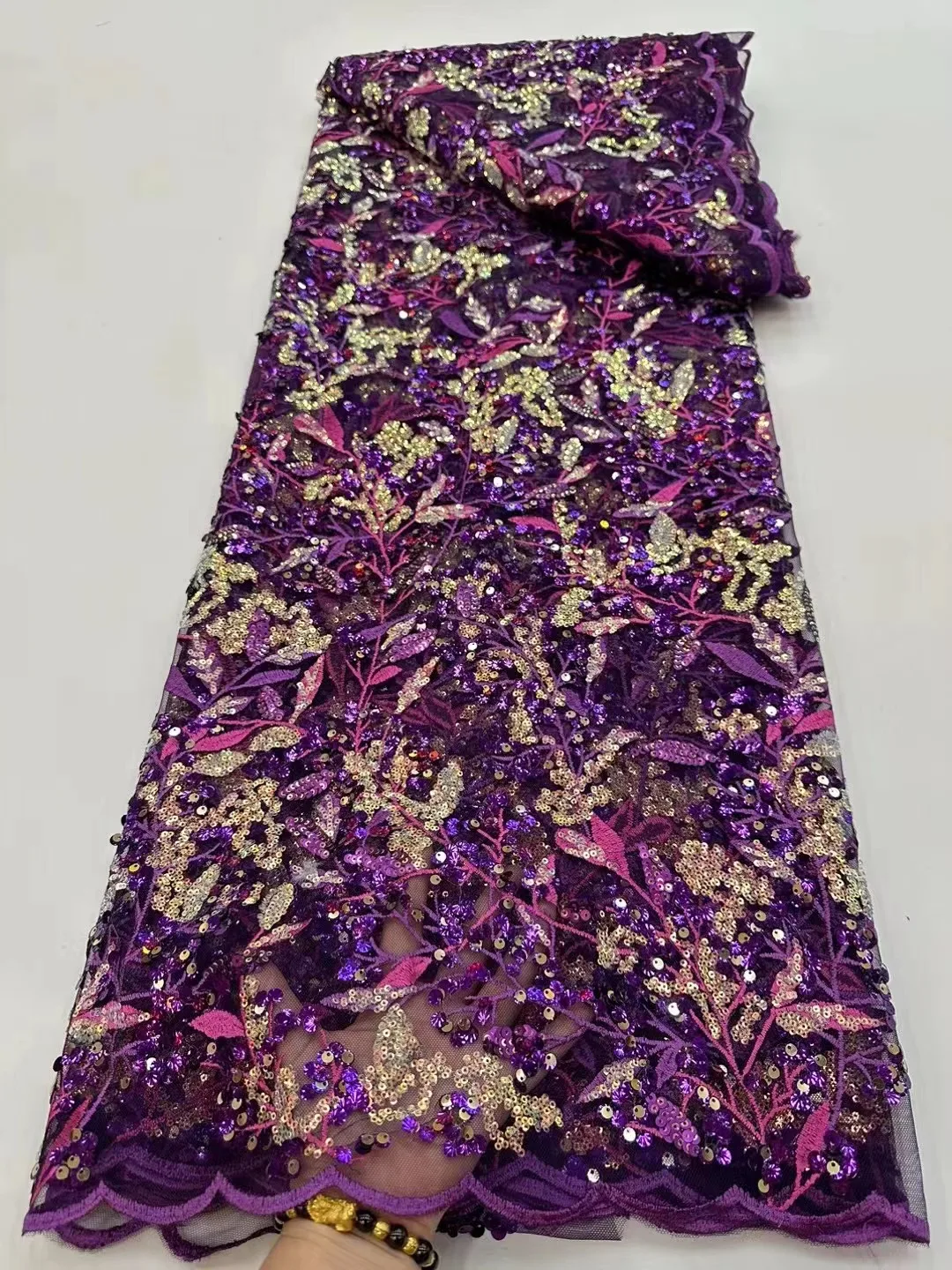 PurpleLatest African Sequins Lace Fabric 2024 High Quality Lace Embroidery Nigerian French Tulle Sequins Lace Fabric For Wedding
PurpleLatest African Sequins Lace Fabric 2024 High Quality Lace Embroidery Nigerian French Tulle Sequins Lace Fabric For Wedding