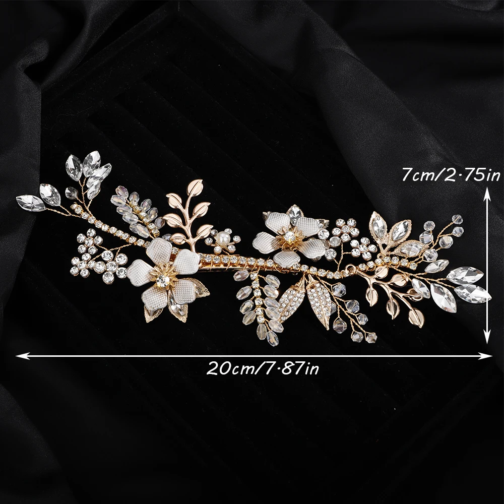 Gold Rhinestone Flower Leaves Wedding Hair Accessories Crystal Bridal Hair Clips Fashion Bride Headpiece Party Headdress Tiaras 7 S40a061522d454ad0b9efa6881865d1e0r