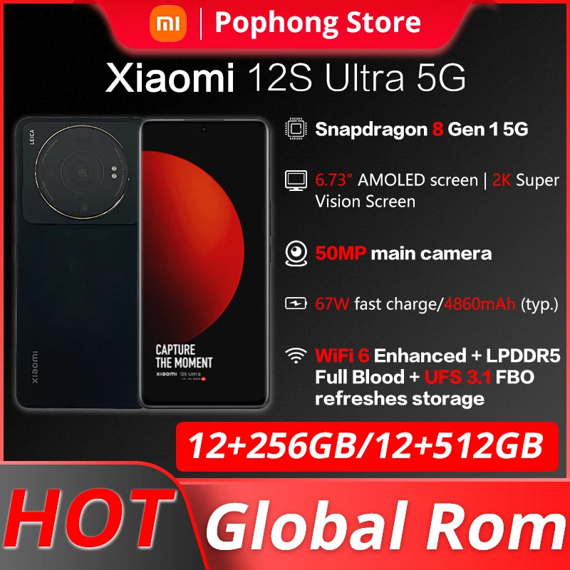 Global Rom Xiaomi 12S Ultra 5G Mobile Phone 6.73 inch 2K AMOLED 120Hz flexible Snapdragon Gen 8+ Octa Core 50MP Triple Cameras
Global Rom Xiaomi 12S Ultra 5G Mobile Phone 6.73 inch 2K AMOLED 120Hz flexible Snapdragon Gen 8+ Octa Core 50MP Triple Cameras