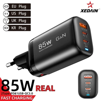 USB C 타입 고속 충전 노트북 전원 어댑터, 아이폰 15, 14 프로, 맥북, 삼성용, 리얼 85W GaN, PD QC 3.0 상품 이미지