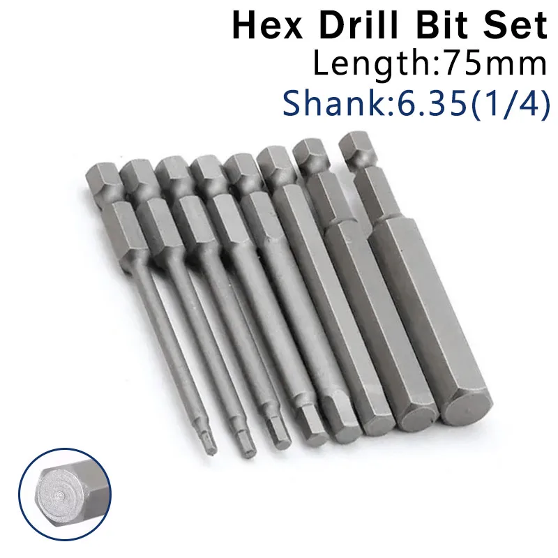 

8/10Pcs 1/4" Hex Bits Driver Tamper Proof Security Drill Magnetic Bit Set Torx Screwdriver Flat Head High Quality 75mm