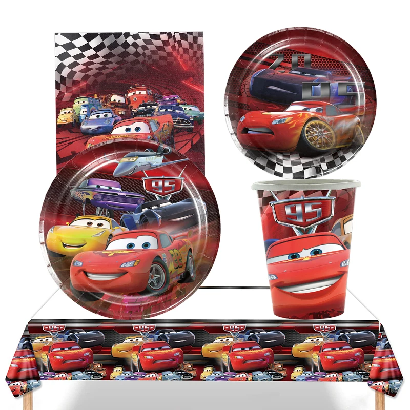 

Car Themed Birthday Party Supplies Disposable Paper Cups Plates Napkins Tablecloths Party Tabletop Decorations