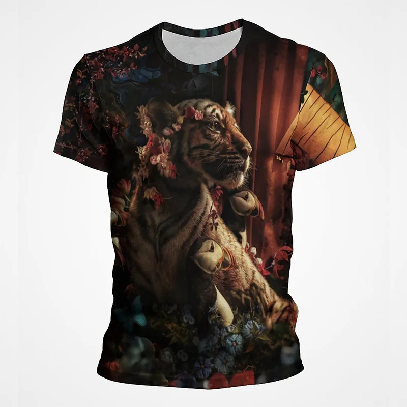 Flower Animal Tiger Lion Creative 3D Print T-shirts Cool Men Streetwear Tees Vintage Casual Women Oversize Short Sleeve Tops Tee 
Flower Animal Tiger Lion Creative 3D Print T-shirts Cool Men Streetwear Tees Vintage Casual Women Oversize Short Sleeve Tops Tee