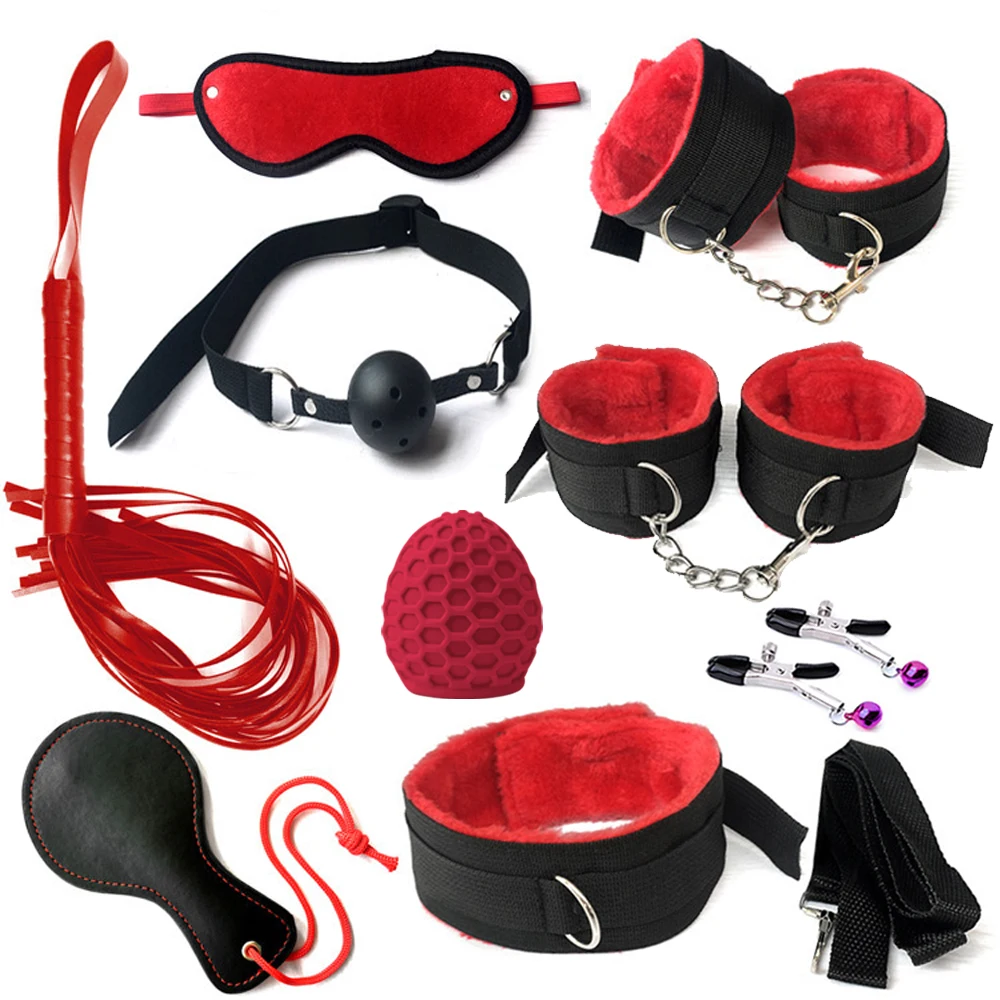 BDSM Bondage Restraint Set Sex Handcuffs Whip Anal Beads Anal Plug Bullet Butt Plug Vibrator S&M Fetish Sex Toy for Woman Adult BDSM Bondage Restraint Set Sex Handcuffs Whip Anal Beads Anal Plug Bullet Butt Plug Vibrator S&M Fetish Sex Toy for Woman Adult