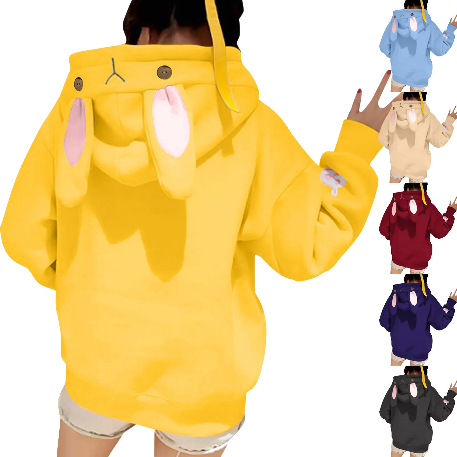 2023 Autumn Winter Women Hoodies Kawaii Rabbit Ears Fashion Hoody Casual Colors Solid Color Warm Sweatshirt Hoodies For Women 
2023 Autumn Winter Women Hoodies Kawaii Rabbit Ears Fashion Hoody Casual Colors Solid Color Warm Sweatshirt Hoodies For Women