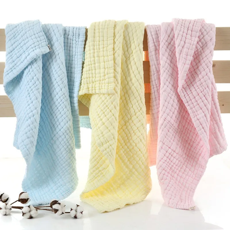 

Муслиновые детские одеяла 110x110 см, пеленки из 100% хлопка для новорожденных, Двухслойное банное полотенце, одеяло, детское постельное белье, одеяло