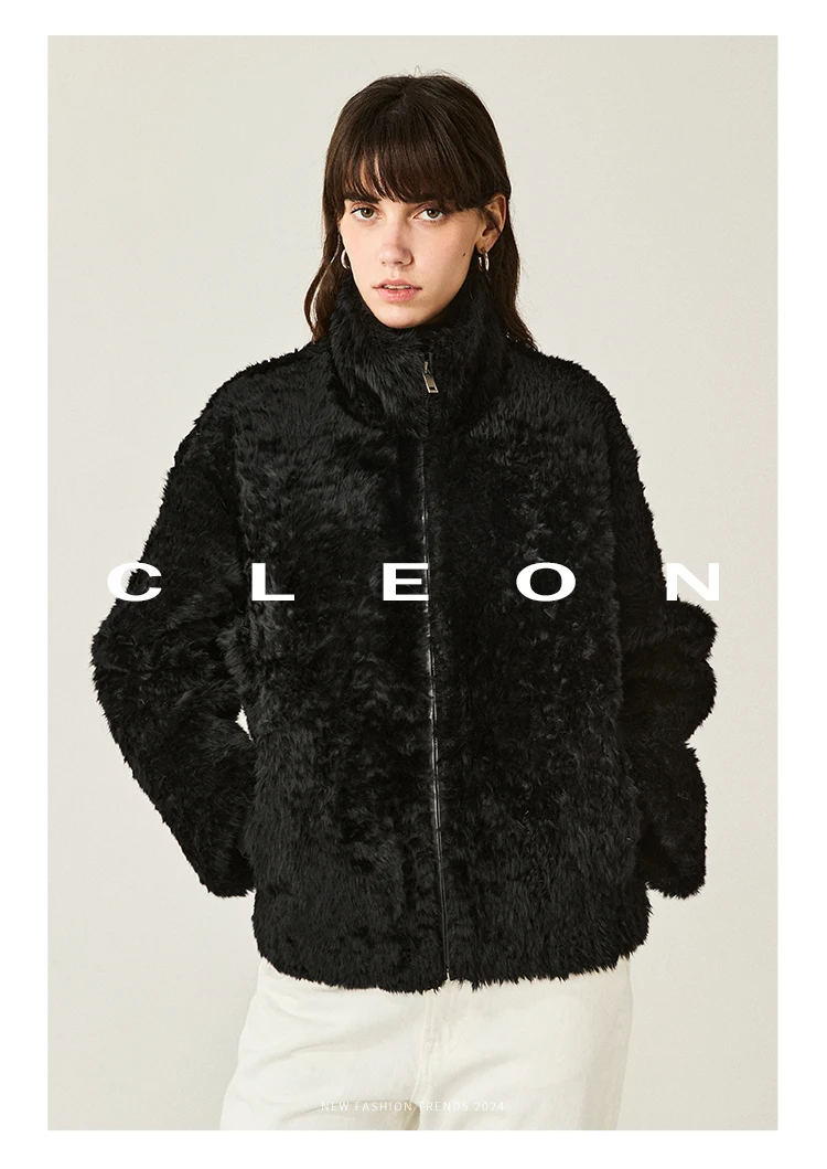 High-end Luxury Lacon Lamb Fur Cropped Winter Jackets for Women 2025 Simple Stand Collar Genuine Leather Real Fur Shearling Coat High-end Luxury Lacon Lamb Fur Cropped Winter Jackets for Women 2025 Simple Stand Collar Genuine Leather Real Fur Shearling Coat