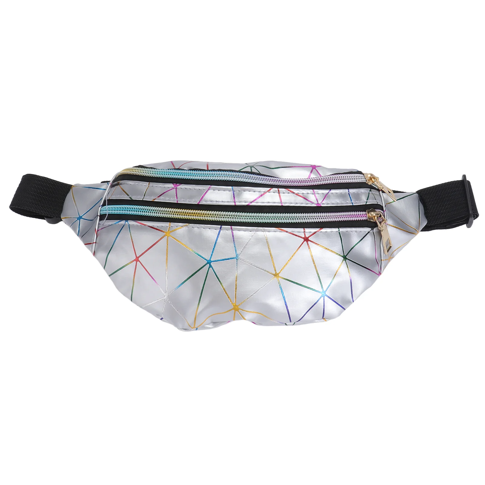 

Fashion Holographic PU Shinning Fanny Pack Waist Packs for Women Girls (Silver)