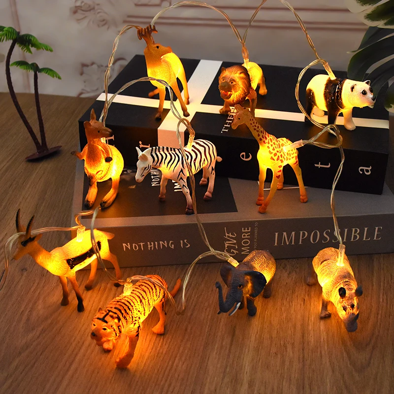 

1.5M Jungle Animal LED String Light Tiger Lion Elephant Dinosaur Light String Baby Shower Birthday Party Kids Bedroom Decor Gift