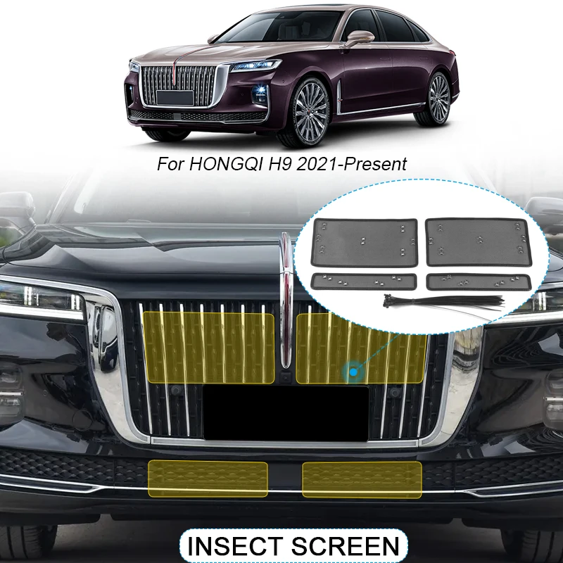 

4pcs Car Insect-proof Air Inlet Protection Cover Insert Vent Racing Grill Filter Net Auto Accessories For HONGQI H9 2021-2025