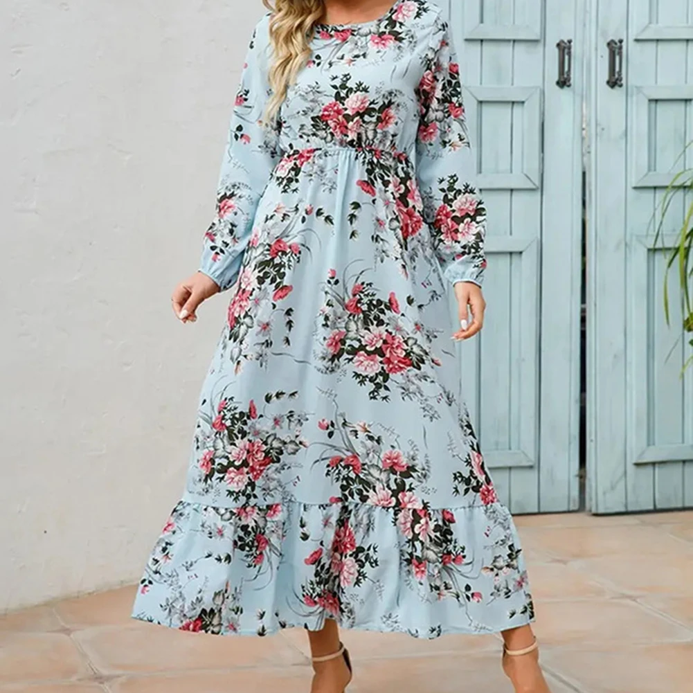 Woman Autumn Winter A-Line Long Sleeve Long Skirt Elegant Print Round Neck Floral Dress Party Fashion Female Long Sundress
Woman Autumn Winter A-Line Long Sleeve Long Skirt Elegant Print Round Neck Floral Dress Party Fashion Female Long Sundress