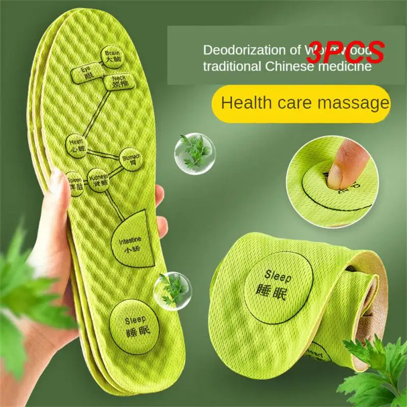 

3PCS Foot Acupressure Insole Men Women Soft Breathable Sports Cushion Inserts Sweat-absorbing Deodorant Insole Shoe Pads