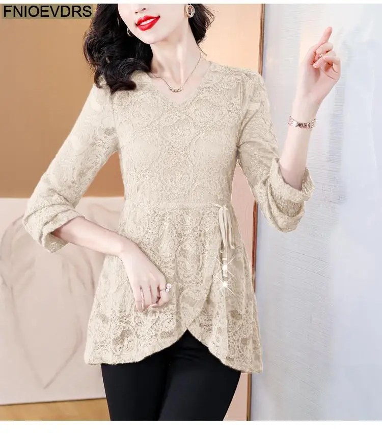M-4XL Hollow Out Lace Shirts2023 Women European Style Office Lady Drawstring Waist Bow Tie Thick Winter Tunic Peplum Top Blouses M-4XL Hollow Out Lace Shirts2023 Women European Style Office Lady Drawstring Waist Bow Tie Thick Winter Tunic Peplum Top Blouses