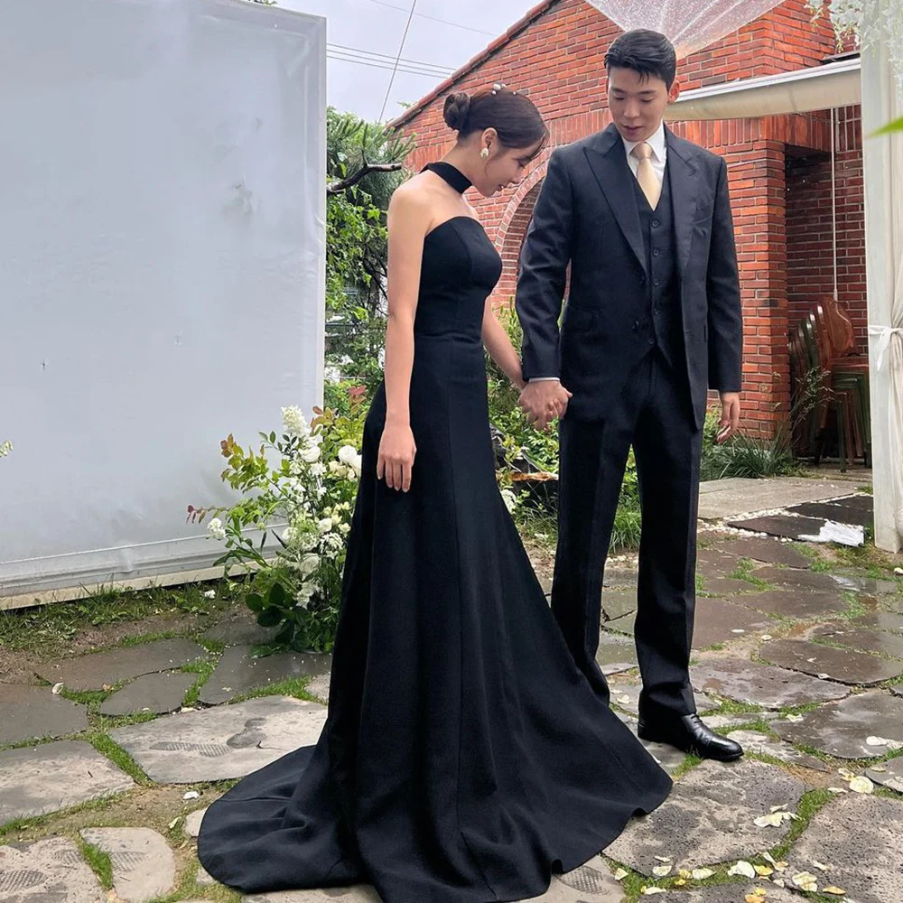 OEING Strapless Korea Luxury Formal Wedding Dresses Black Mermaid Sleeveless 프롬드레스 Floor Length Elegant Bride Gowns Party Women
OEING Strapless Korea Luxury Formal Wedding Dresses Black Mermaid Sleeveless 프롬드레스 Floor Length Elegant Bride Gowns Party Women