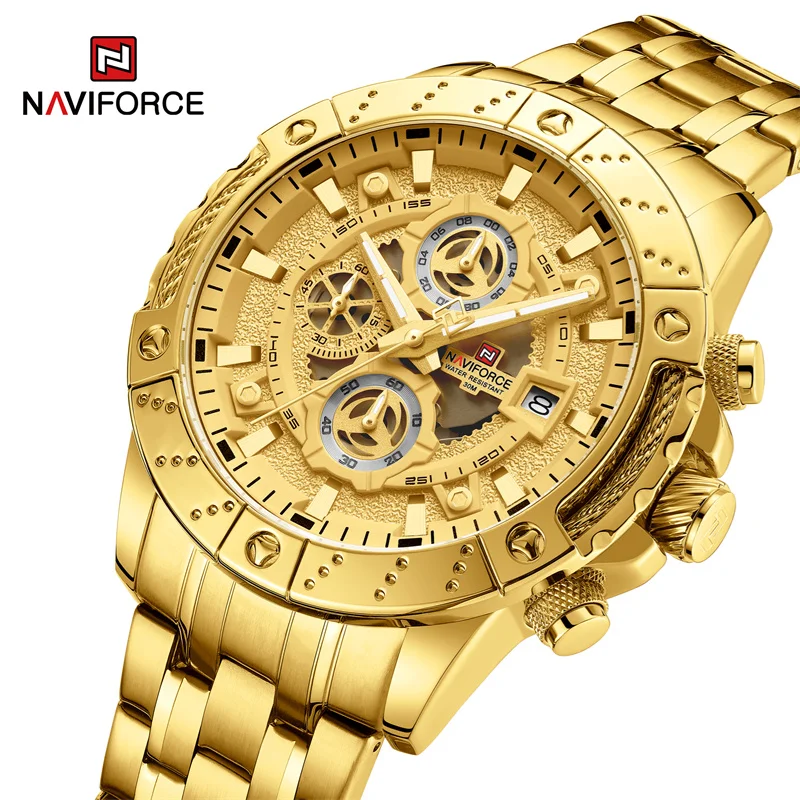 

NAVIFORCE Brand Luxury Watch for Men Waterproof Luminous Stainless Steel Chronograph Quartz Calendar Wristwatches Reloj Hombre