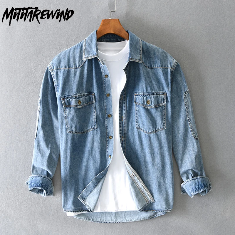 Japanese Long Sleeve Shirt Men Street Fashion Denim Shirts Pocket Blue Denim Shirt Youth Loose Casual Jean Top Vintage Clothes
Japanese Long Sleeve Shirt Men Street Fashion Denim Shirts Pocket Blue Denim Shirt Youth Loose Casual Jean Top Vintage Clothes