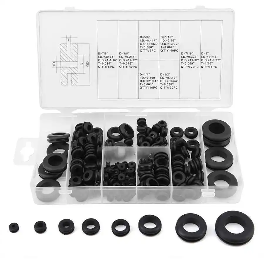 180Pcs 1Set Rubber Grommet Combination Kit Electrical Conductor Gasket Ring For Wires Plugs And Cables
180Pcs 1Set Rubber Grommet Combination Kit Electrical Conductor Gasket Ring For Wires Plugs And Cables