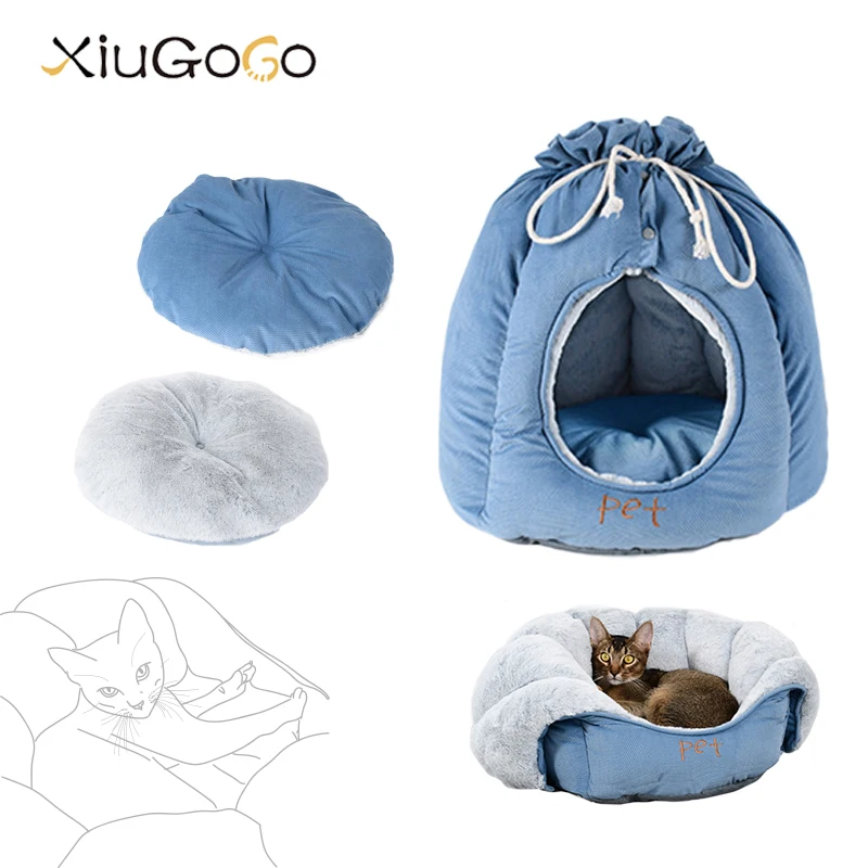 Fully Enclosed Cat House Blue Oxford Cloth Warm Pet Bed Cat Soft Plush Kennel Double Side Mat Cat Carriage House Small Dogs
Fully Enclosed Cat House Blue Oxford Cloth Warm Pet Bed Cat Soft Plush Kennel Double Side Mat Cat Carriage House Small Dogs