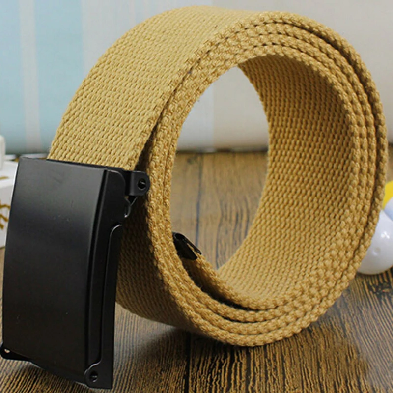 

GAOKE High Qualtiy Men Belt Unisex Male Casual Buckle Belts Canvas Webbing Waistband Army Tactical Waist Belt