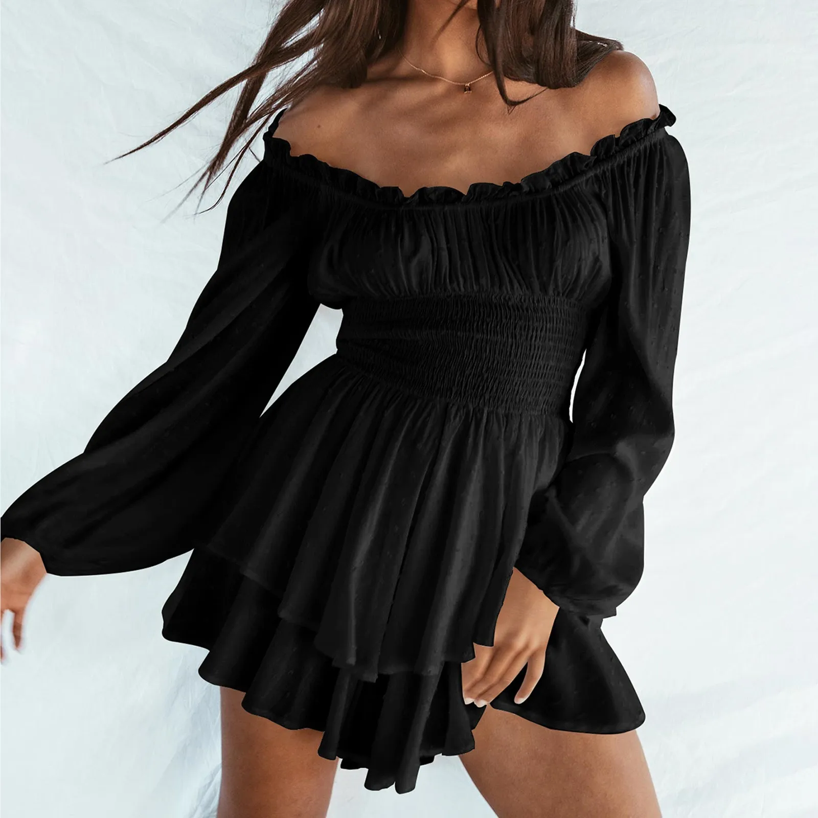 Summer Ruffled Layered Chiffon Culottes Women Dress O Neck Off Shoulder Swing Mini Dresses Flowy Cotton Party Holiday Vestidos
Summer Ruffled Layered Chiffon Culottes Women Dress O Neck Off Shoulder Swing Mini Dresses Flowy Cotton Party Holiday Vestidos